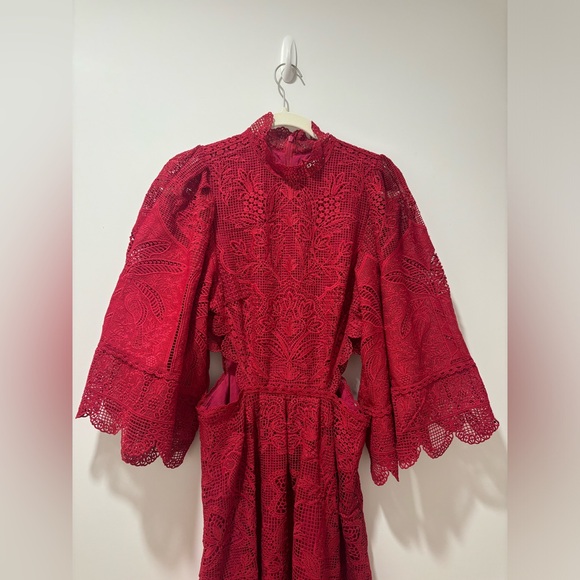 FARM Rio Red Lace Midi Dress - Picture 6 of 11